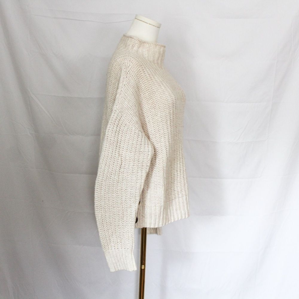 Madewell Mockneck Side Button Pullover Sweater Cream Small - Picture 4 of 8